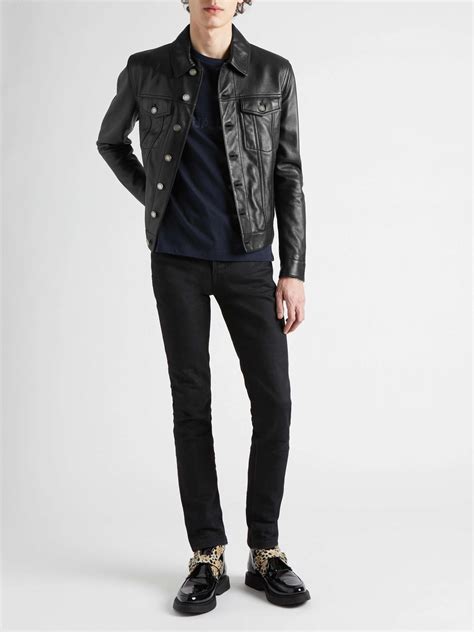 ysl style leather jacket mens|saint laurent leather trucker jacket.